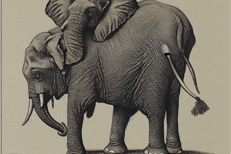 Prompt: elephant holding flat planet, Gustave Dore lithography