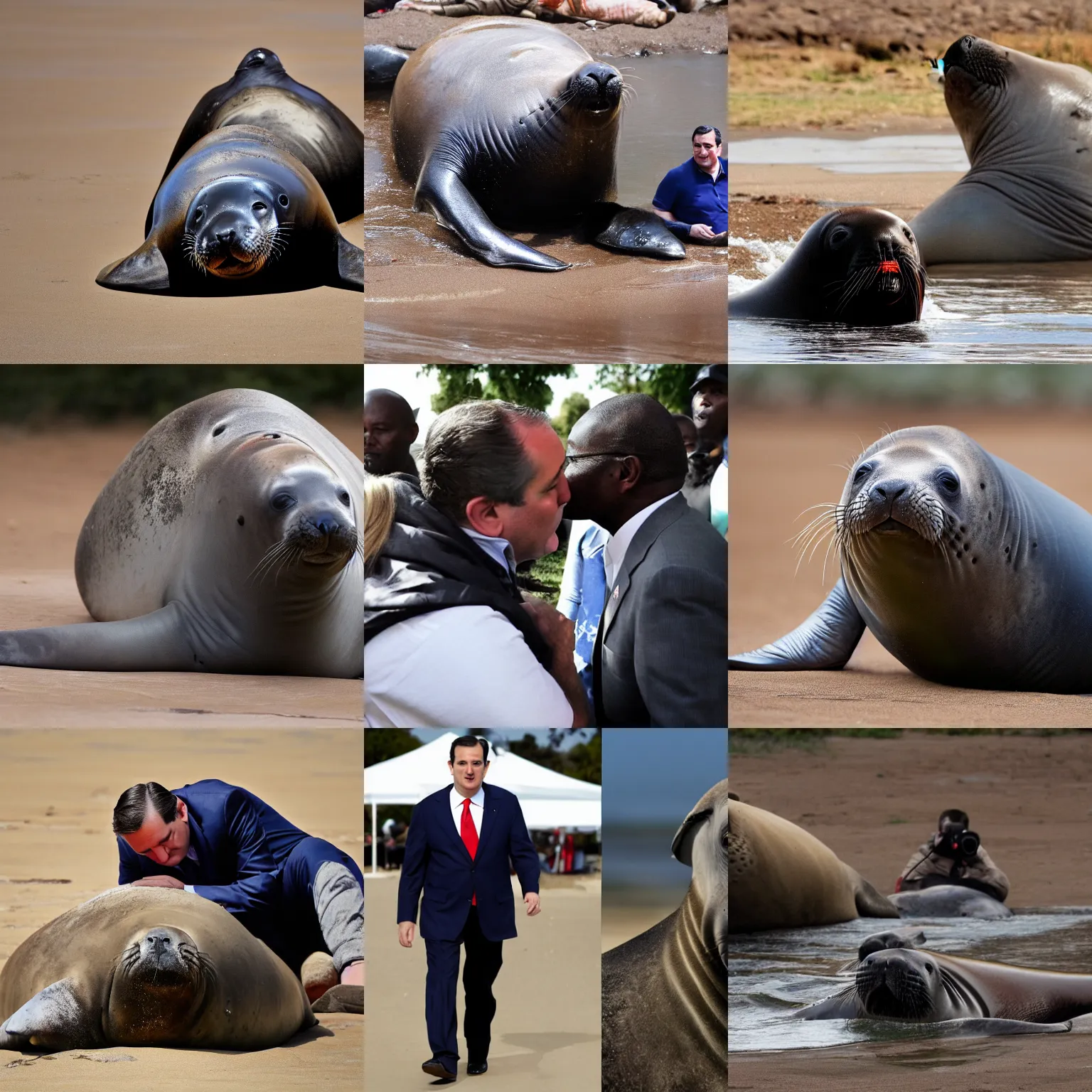 Prompt: Ted Cruz is crushed by an elephant seal mercenary in Zimbabwe