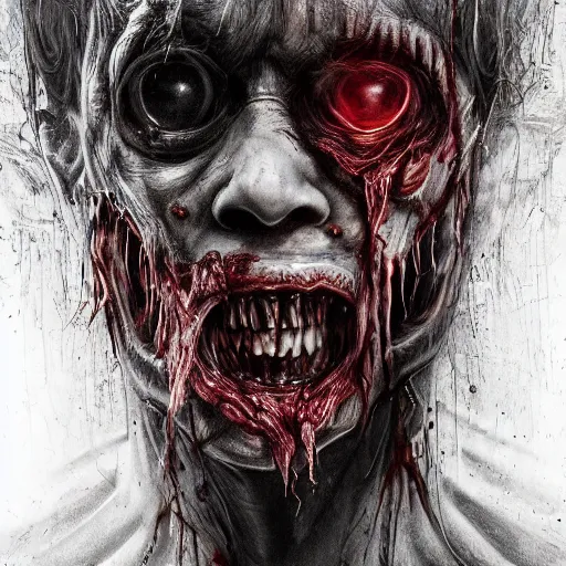 Image similar to hyper realistic detailed creepy horrific maniac portrait of layers of fear