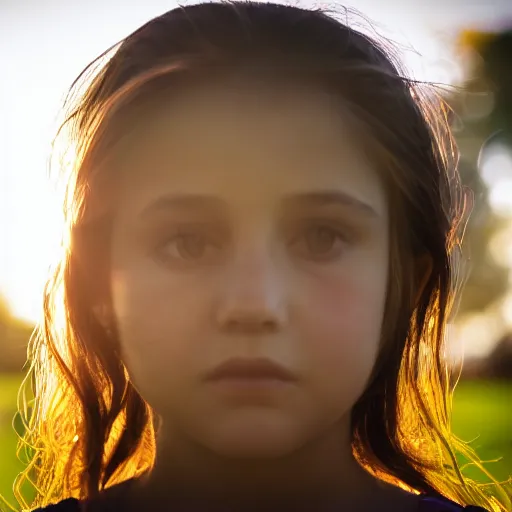 Image similar to a portrait of an girl's face. depth of field. lens flare