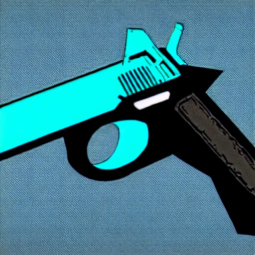 Prompt: cyberpunk revolver pistol, cyan and teal, photorealistic, 8 k,