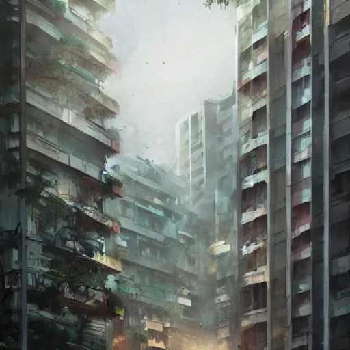 Image similar to a singaporean hdb flat, by greg rutkowski