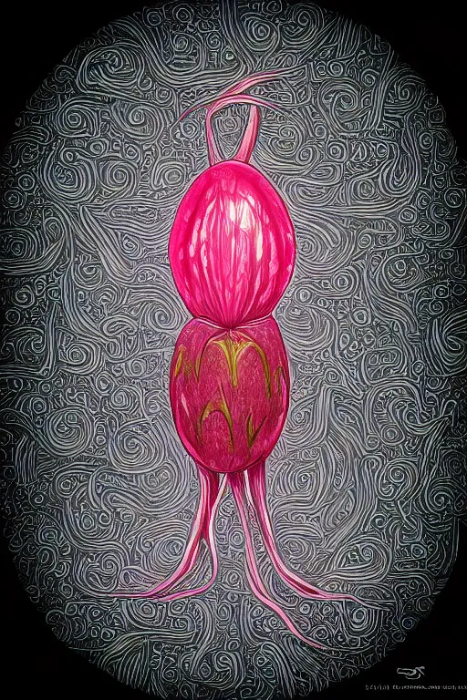 Image similar to radish humanoid, symmetrical, highly detailed, digital art, sharp focus, trending on art station, anime art style