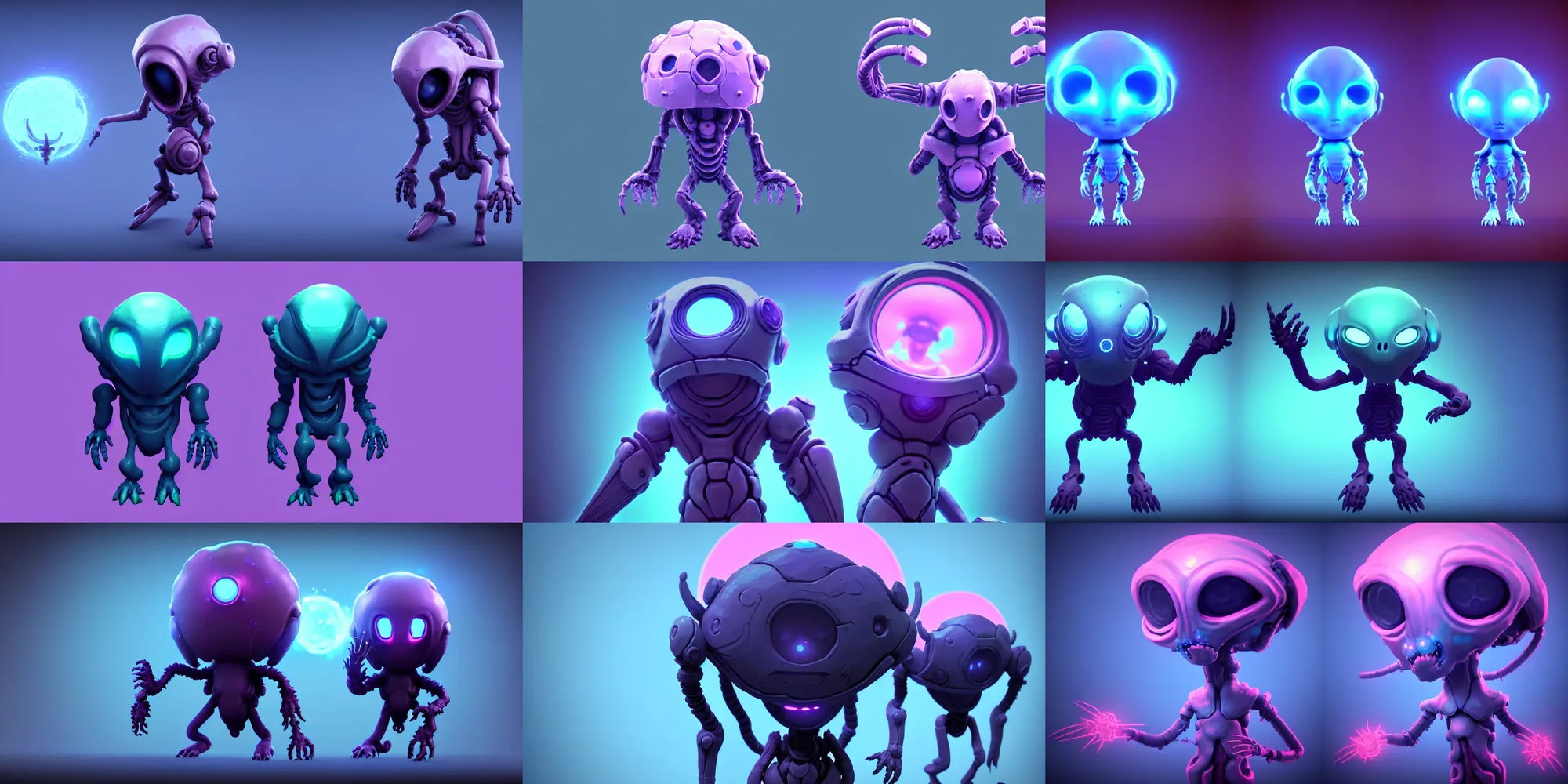 Prompt: game asset occult, scifi ori alien game assets concept character design, necromacer bees from codex inversus, ghibli style, in 3 d model render with octane, props, stylized, 3 d sprites, kitbash, nature, organic, ivy, arcane, overwatch, blue and pink color scheme, 8 k, close up