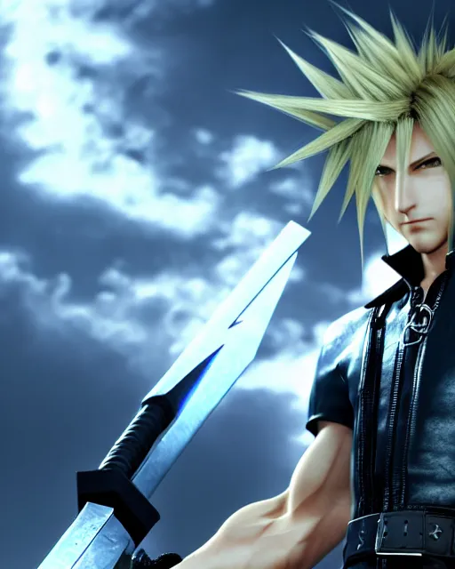 Image similar to final fantasy vii follows the story of mercenary cloud strife, who is hired by the eco - terrorist group avalanche 8 k resolution cryengine unreal engine vray trending on artstation award winning anime character design centered portrait