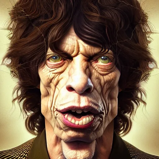 Image similar to digital painting of mick jagger by filipe pagliuso and justin gerard, symmetric, fantasy, highly, detailed, realistic, intricate