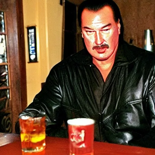 Prompt: steven seagal at a bar, very tired - c 0. 0 0 0 1