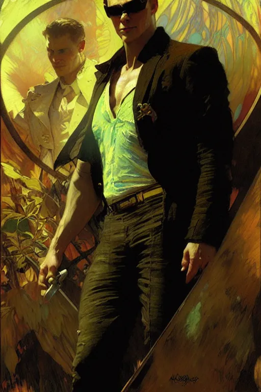 Prompt: albert wesker, painting by gaston bussiere, craig mullins, greg rutkowski, alphonse mucha