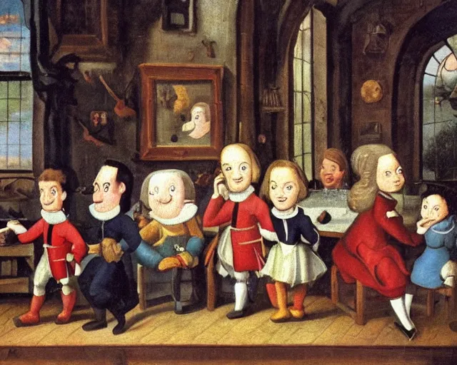 Image similar to a 1 6 0 0 s painting of hey arnold