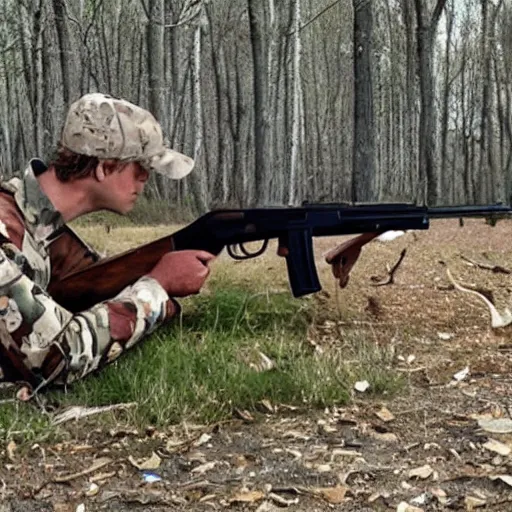 Prompt: A deer shooting an AK-47