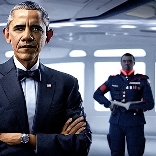 Image similar to Movie still of protomolecule Barack Obama in The Expanse