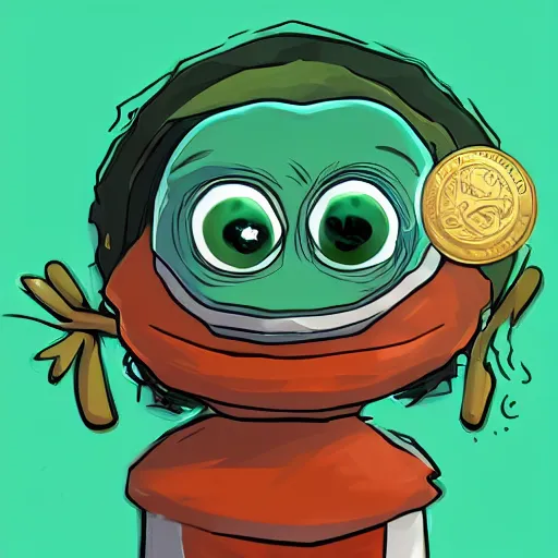 Prompt: pepe with coins, artstation