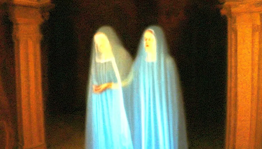 Prompt: 2 0 0 8 nokia flipphone footage of marian apparition, subject glowing