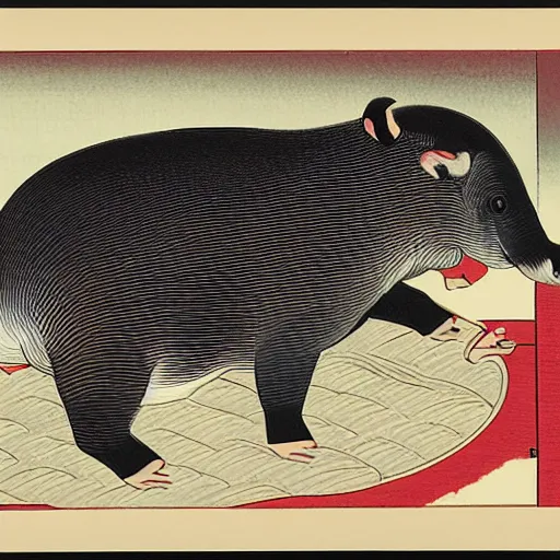 Image similar to ukiyo - e of a tapir in the oberlausitz