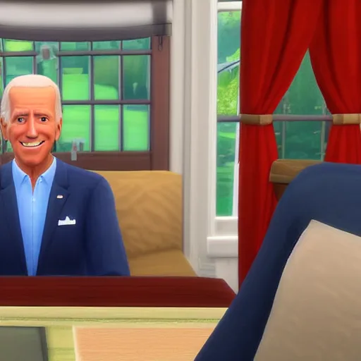 Prompt: Joe Biden as a character in the Sims 4,
