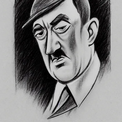 Image similar to milt kahl pencil sketch of adolf hitler warner brothers cartoon