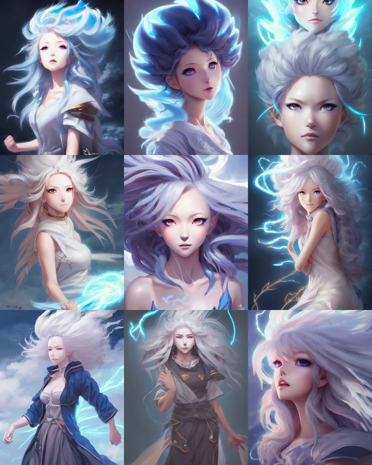 Prompt: character concept art of an anime thunderstormy cloud goddess of lightning | | cute - fine - face, pretty face, realistic shaded perfect face, fine details by stanley artgerm lau, wlop, rossdraws, james jean, andrei riabovitchev, marc simonetti, and sakimichan, trending on artstation