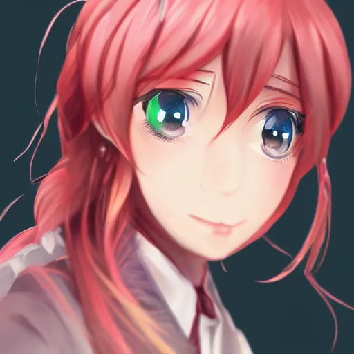 Image similar to full headshot portrait of Monika from Doki Doki Literature Club, drawn by WLOP, by Avetetsuya Studios, anime manga panel, trending on artstation