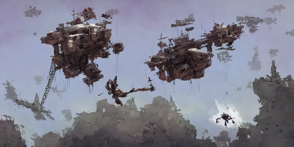 Image similar to a floating flying machine, by ian mcque