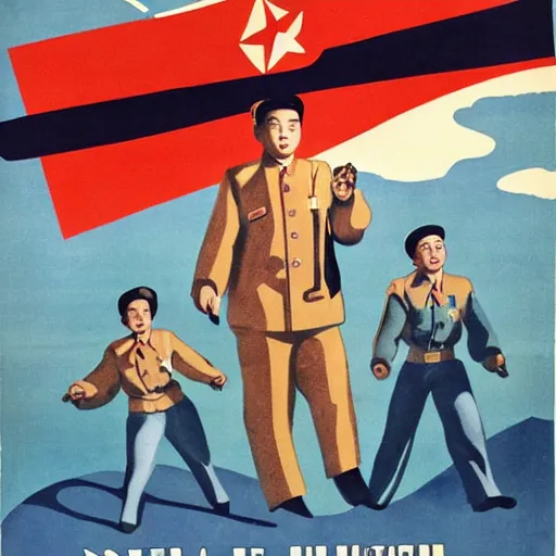 Prompt: [North Korean space mission, 1950 poster, very detailed, cinematic lighting, matte, sharp, photography]