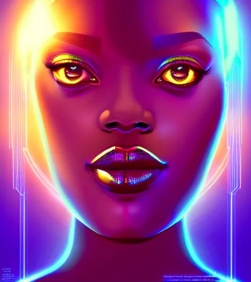 Image similar to symmetry!! african princess of technology, solid cube of light, hard edges, product render retro - futuristic poster scifi, lasers and neon circuits, beautiful dark skin african princess, intricate, elegant, highly detailed, digital painting, artstation, concept art, smooth, sharp focus, illustration, dreamlike, art by artgerm