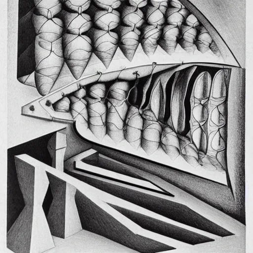 Prompt: M.C. Escher's Relatively drawing done by Salvador Dali