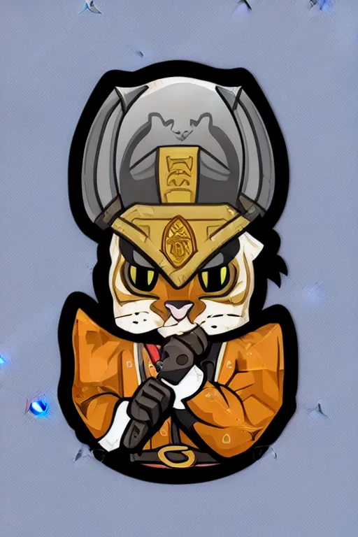 Image similar to A portrait of a kitten as evil warlord general, sticker, Anthropomorphized, portrait, highly detailed, colorful, illustration, smooth and clean vector curves, no jagged lines, vector art, smooth