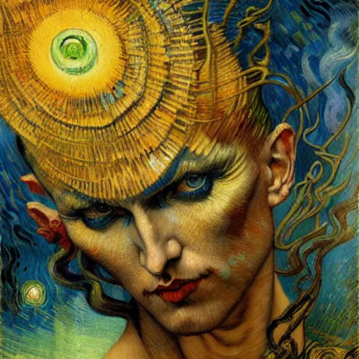 Prompt: Divine Chaos Engine by Karol Bak, Jean Delville, and Vincent Van Gogh, Van Gogh