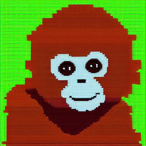 Image similar to pixel art of a baby orangutan