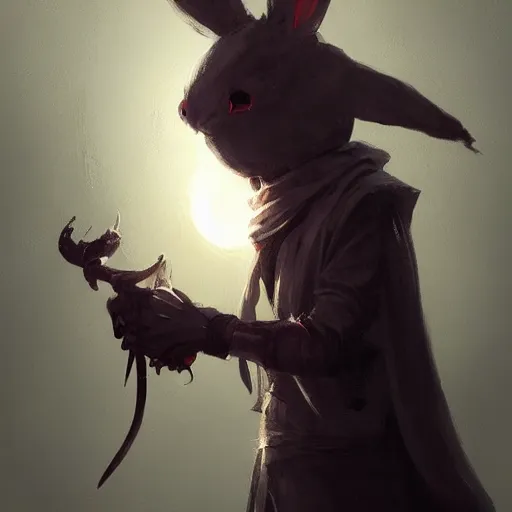 Prompt: high resolution art of a anthropomorphic bunny rabbit sorcerer cultist, greg rutkowski