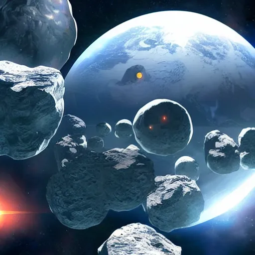 Image similar to futuristic asteroid colony in space