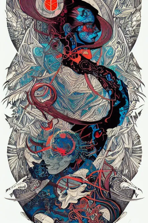 Image similar to tattoo design by kilian eng and james jean