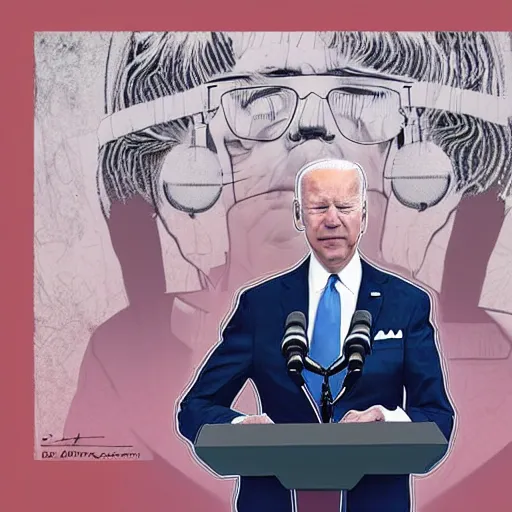 Image similar to : president biden wearing occulas, digital art, illustration, art station