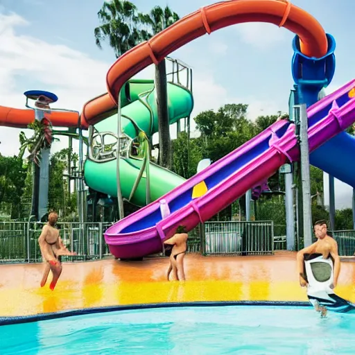 Prompt: jerma in an abandoned waterpark