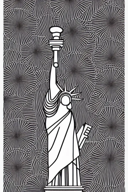 Prompt: minimalist boho style art of colorful statue of liberty, illustration, vector art