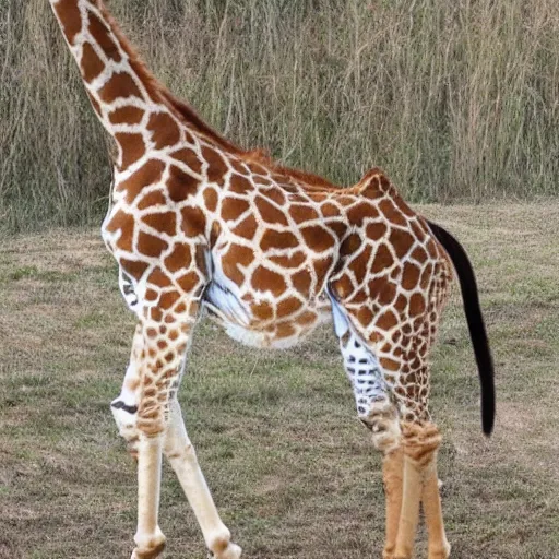 Prompt: mix between a cat and giraffe