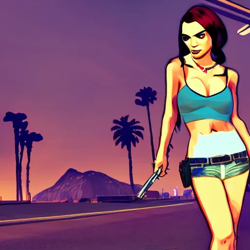 Image similar to cartoon gta 5, cartoon gta V style, gorgeous, girl