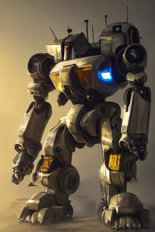 Image similar to mechwarrior 5 : mercenaries mech megaman transformer robot boss tank engine game octane render, 4 k, hd 2 0 2 2 3 d cgi rtx hdr style chrome reflexion glow fanart, global illumination ray tracing hdr fanart arstation by ian pesty by jesper ejsing pixar and disney unreal zbrush central hardmesh