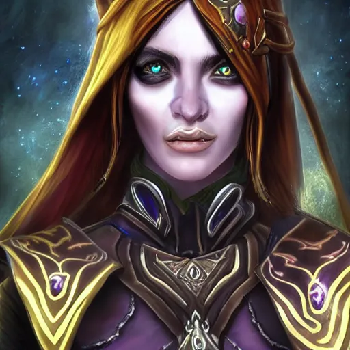 Prompt: Realistic Female warlock from World of Warcraft, Highly Detailed