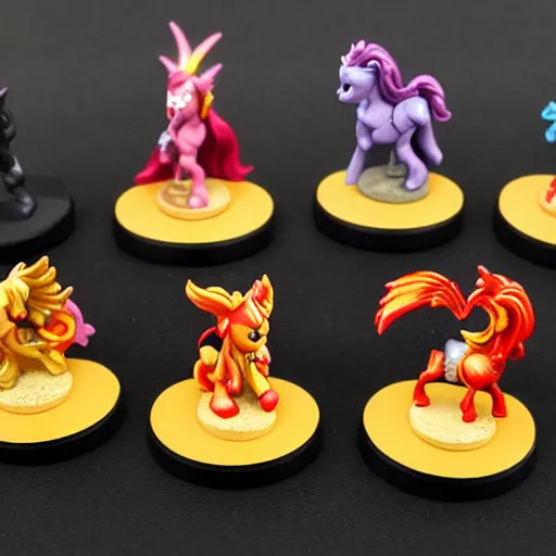 Image similar to mlp sunset shimmer epic magic glowing painted miniatures for dungeons & dragons