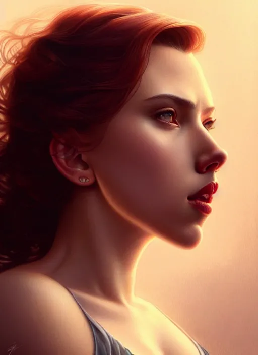 Image similar to ultra realistic illustration, handsome scarlett johansson. realistic intricate, elegant, highly detailed, digital painting, artstation, concept art, smooth, sharp focus, illustration, art by artgerm and greg rutkowski and alphonse mucha and wlop