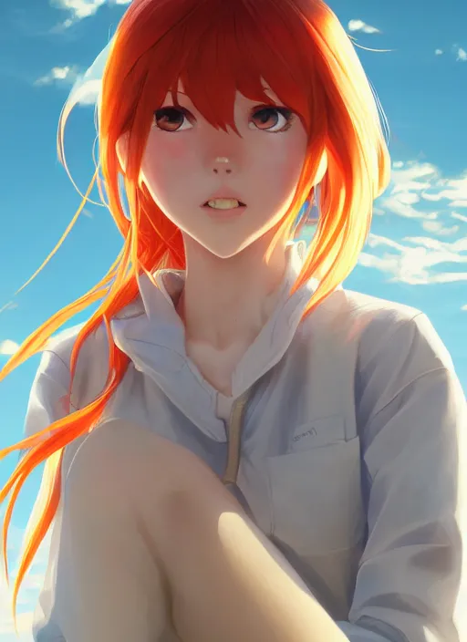 Image similar to highly detailed portrait of asuka langley soryu, stephen bliss, unreal engine, loish, rhads, makoto shinkai and lois van baarle, ilya kuvshinov, rossdraws, global illumination, radiant light, detailed and intricate environment