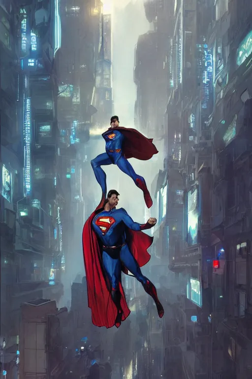 Prompt: superman riding a Segway, cyberpunk, intricate, elegant, highly detailed, digital painting, artstation, concept art, smooth, sharp focus, illustration, art by artgerm and greg rutkowski and alphonse mucha