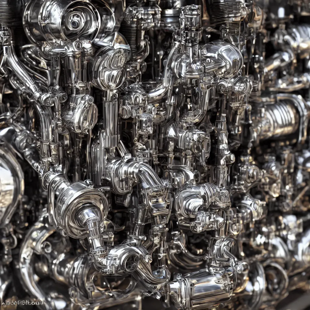 Prompt: eight cylinder engine with beer cans instead of pistons very detailed, 4 k, professional photography