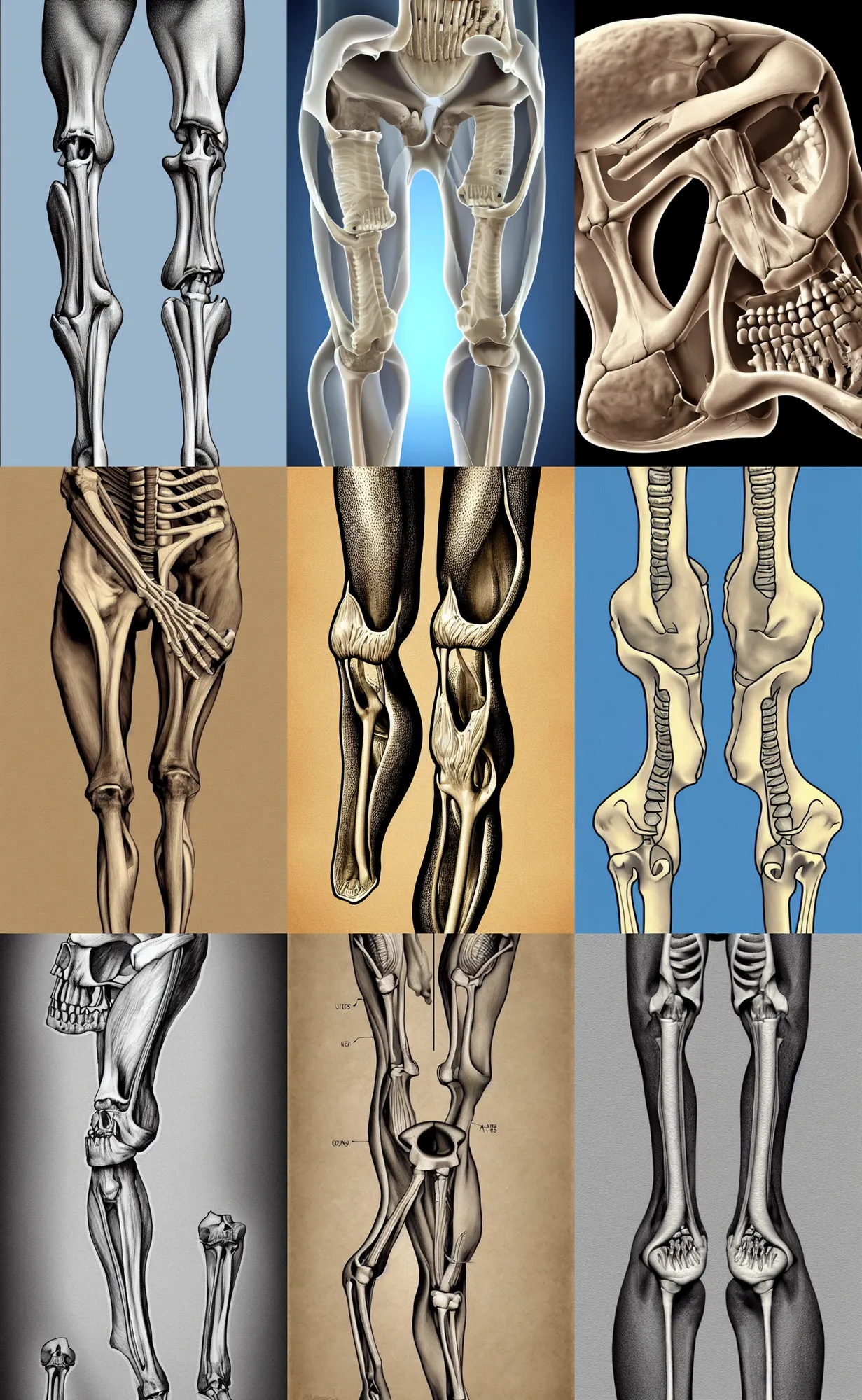 Prompt: ultra realistic illustration of femur bone thighbone, skeleton anatomical chart, art by deviantart, 8 k