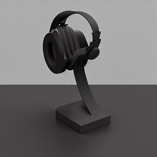 Image similar to headphone stand, futuristic, techno, cyberpunk, product design, 3 d render, 3 d concept, fun, swag