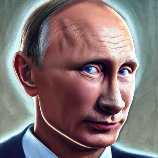 Image similar to portrait of vladimir putin who became an ugly retarded lovecraftian monstrosity, photo - realistic, color image, 2 k, highly detailed