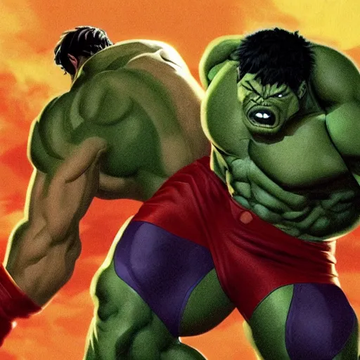 Prompt: hulk fighting against juggernaut from x - men, action scene, cinematic