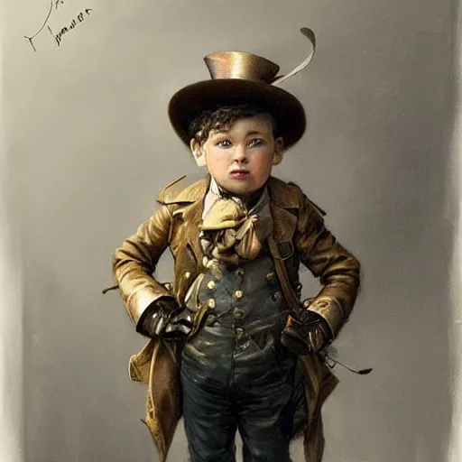 Prompt: by Jean-Baptiste Monge !!!!!!!!!!!!!!!!!!!!!!!!!!!!!!!!!!!!! (((((((((((((portrait of boy dressed as steampunk detective wearing leather gloves . muted colors.)))))))))))))