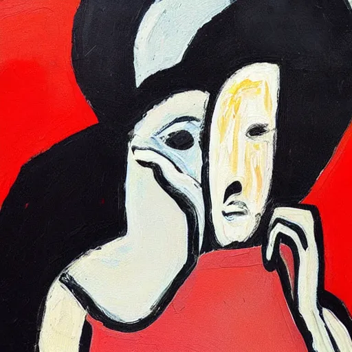 Prompt: a abstract painting girl crying by nicolas de stael